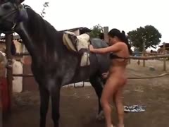 Naked amateur milf works horse dick in both hands while horny and needy for sex 